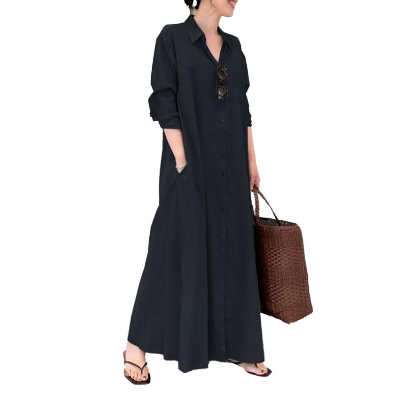 Casual Dresses Women Ankle-Length Solid Color Midi Dress Turn Down Collar Shirt Button Spring Autumn Long Sleeve Pockets Vestidos, Black;gray
Casual Dresses Women Ankle-Length Solid Color Midi Dress Turn Down Collar Shirt Button Spring Autumn Long Sleeve Pockets Vestidos, Black;gray