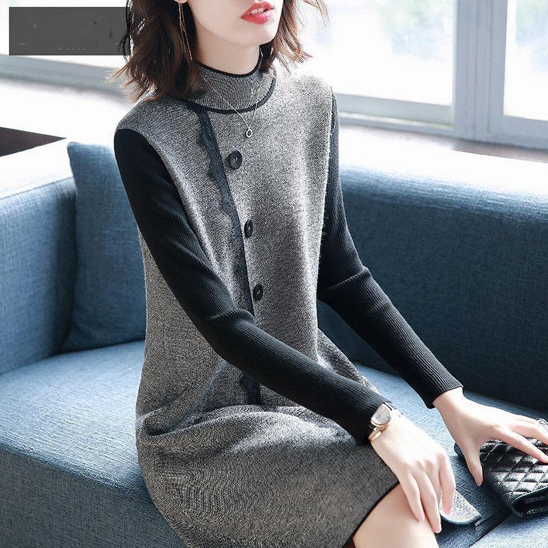 Casual Dresses French Retro Knitted Dress Women's Autumn Clothing 2022 Lace Stitching Long-sleeved Mid-length Sweater Pullover Y228, Gray
Casual Dresses French Retro Knitted Dress Women's Autumn Clothing 2022 Lace Stitching Long-sleeved Mid-length Sweater Pullover Y228, Gray