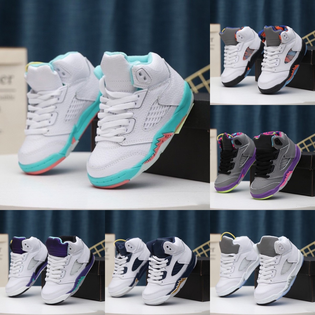 2022 kids Jumpman 5 Basketball Shoes 5s Shattered Backboard Oreo Racer Blue Jade Horizon Bluebird Raging Bull White Cement Black Metallic Mens Sports Trainers, Pic 9
2022 kids Jumpman 5 Basketball Shoes 5s Shattered Backboard Oreo Racer Blue Jade Horizon Bluebird Raging Bull White Cement Black Metallic Mens Sports Trainers, Pic 9