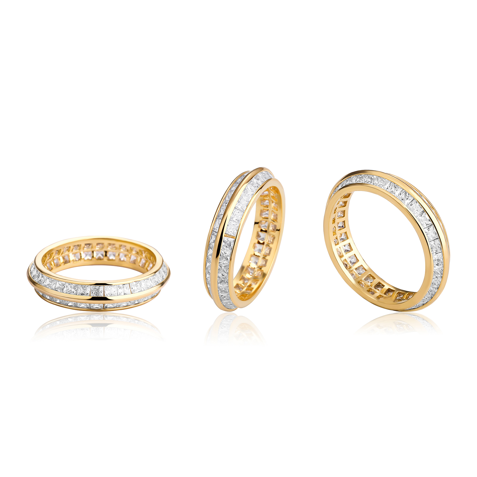 New Charm High Quality Male Female Rings Gold Bling Bling Hip Hop Punk Rock Grunge Baguette Cubic Zirconia Ring Fashion Hip Hop Jewelry For Party Punk