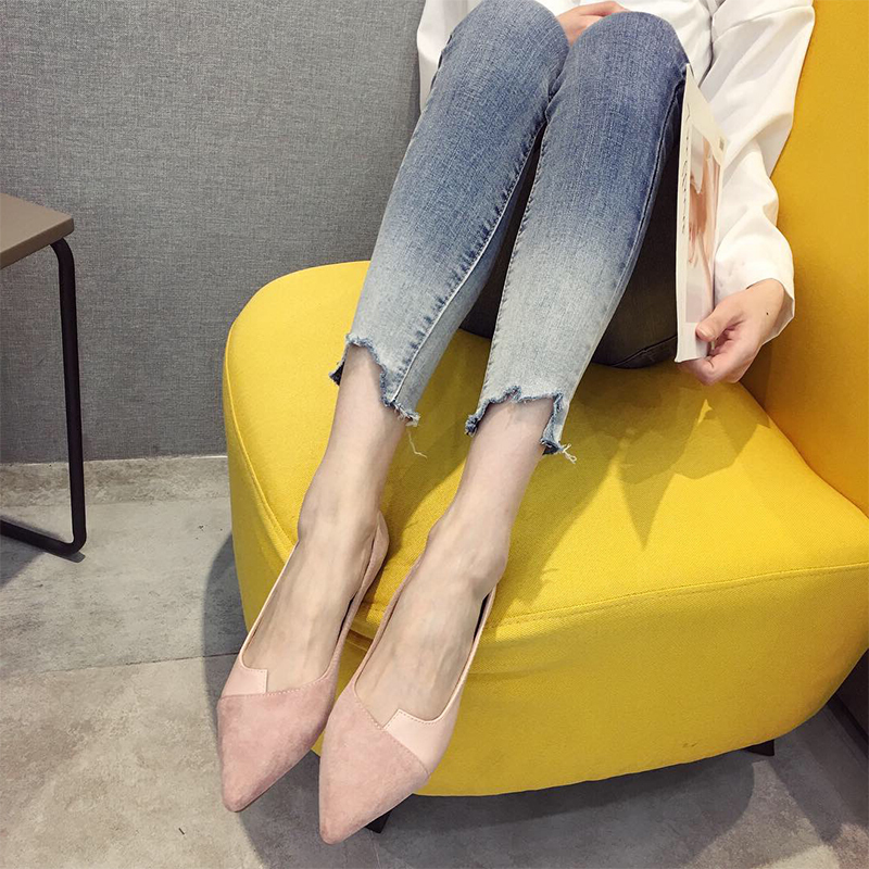 Women Flats Flock Leather Pointed Toe Solid Color Apricot Plus Small Size 31 32 33 34 Big 43 44 45 Lady Flat Heel Shoes 220509