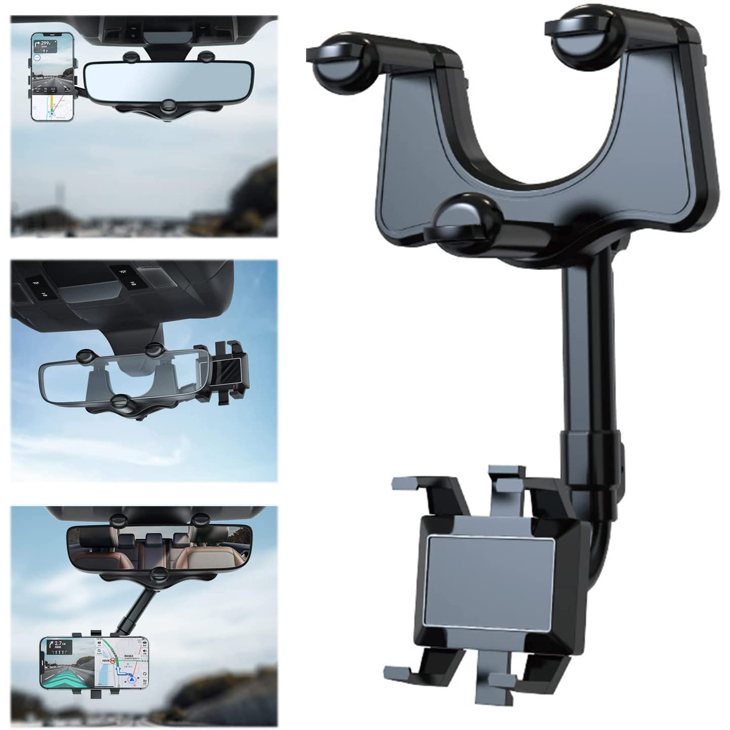 Cell Phone Holder for Car Rearview Mirror Retractable 360 Degree Rotation Navigation Bracket for iPhone Samsung Google Smartphones, Black
Cell Phone Holder for Car Rearview Mirror Retractable 360 Degree Rotation Navigation Bracket for iPhone Samsung Google Smartphones, Black