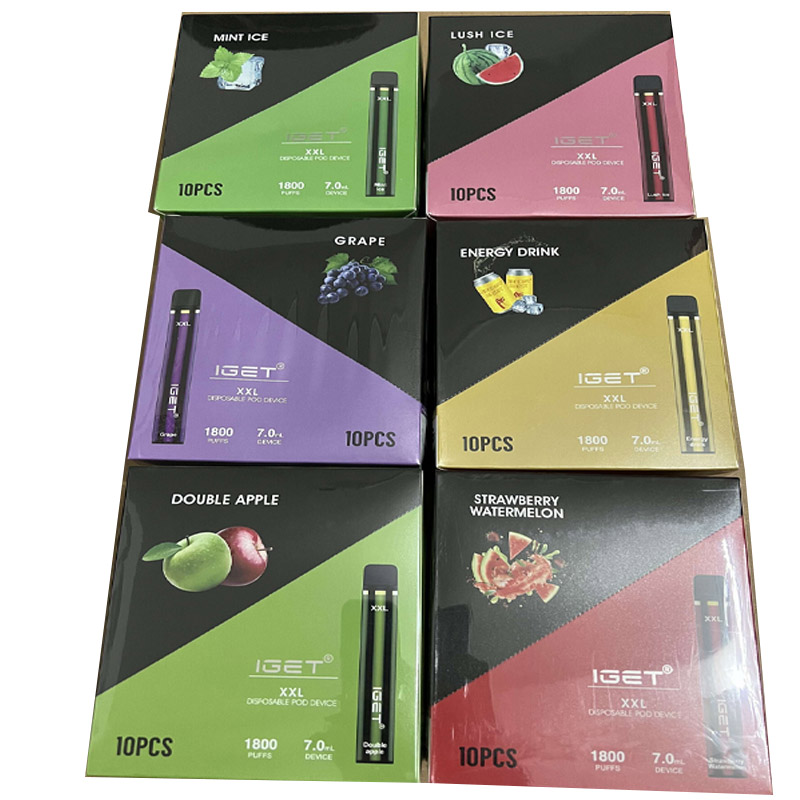 Original Iget XXL 1800 Puffs Disposable E Cigarette Pod Device 950 mAh Battery 7ml Prefilled Cartridge Stick Vape Pen 25+FLAVORS
Original Iget XXL 1800 Puffs Disposable E Cigarette Pod Device 950 mAh Battery 7ml Prefilled Cartridge Stick Vape Pen 25+FLAVORS