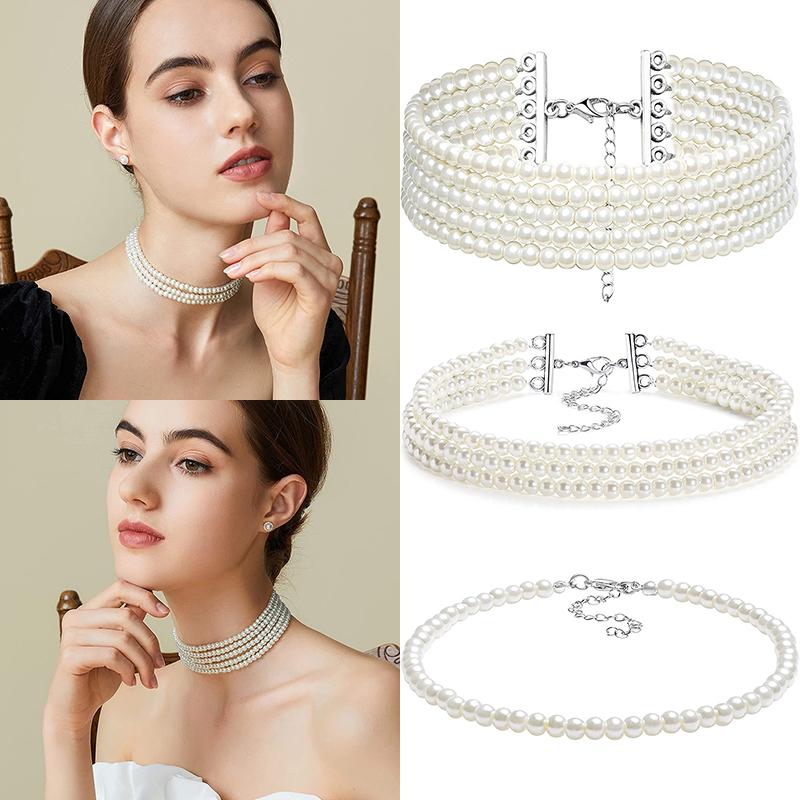 Chokers Trend Elegant Jewelry Wedding Pearl Necklace For Women Fashion Multilayer Imitation Chain Choker GiftChokers
Chokers Trend Elegant Jewelry Wedding Pearl Necklace For Women Fashion Multilayer Imitation Chain Choker GiftChokers