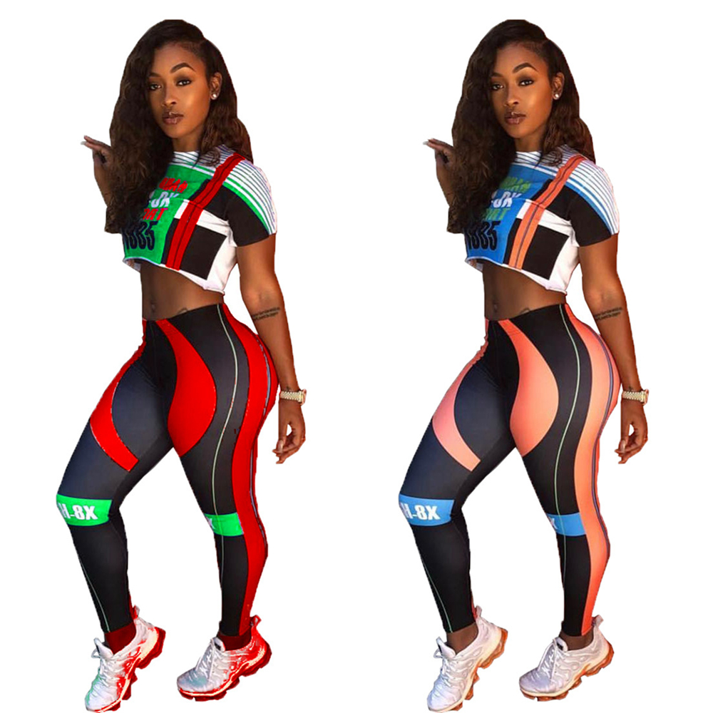 Fashion Print Motorcycle Tracksuits For Womens Short Sleeve Casual Crop Top And Sports Yoga Slim Pants 2 Piece Sets AL082, Red
Fashion Print Motorcycle Tracksuits For Womens Short Sleeve Casual Crop Top And Sports Yoga Slim Pants 2 Piece Sets AL082, Red