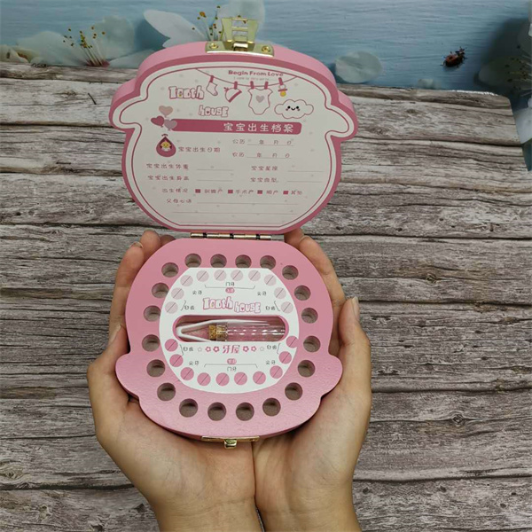 Wooden Baby Tooth Box English /Spanish /Portuguese Milk Teeth Umbilical Organizer Storage Boys Girls Souvenir Case Baby Gifts GC1323