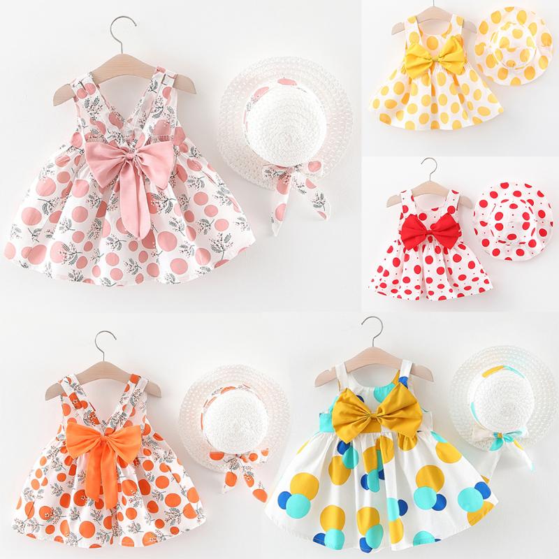 Girl's Dresses 2022 Summer Baby Girls For Casual Beach Bow Print Sundress Princess Dress Infant Born Clothes Send Hat, Red;yellow 
Girl's Dresses 2022 Summer Baby Girls For Casual Beach Bow Print Sundress Princess Dress Infant Born Clothes Send Hat, Red;yellow
