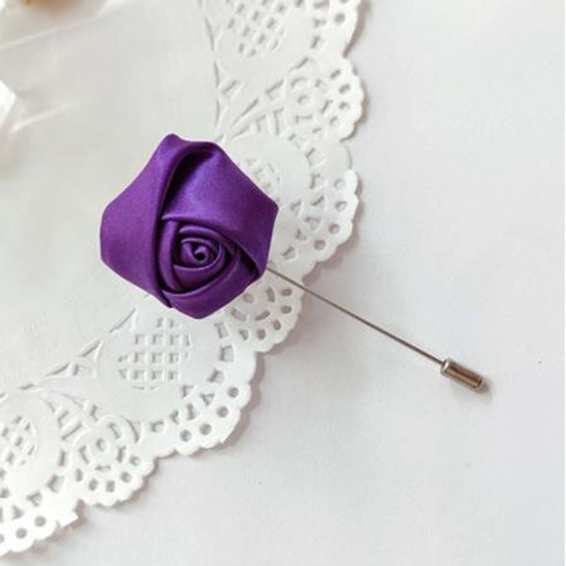 Red Boutonnieres Wedding Accessories Groom Corsage Lapel Pins Ribbon Roses Flower Men Women Buttonhole Brooch Mariage Prom Decor