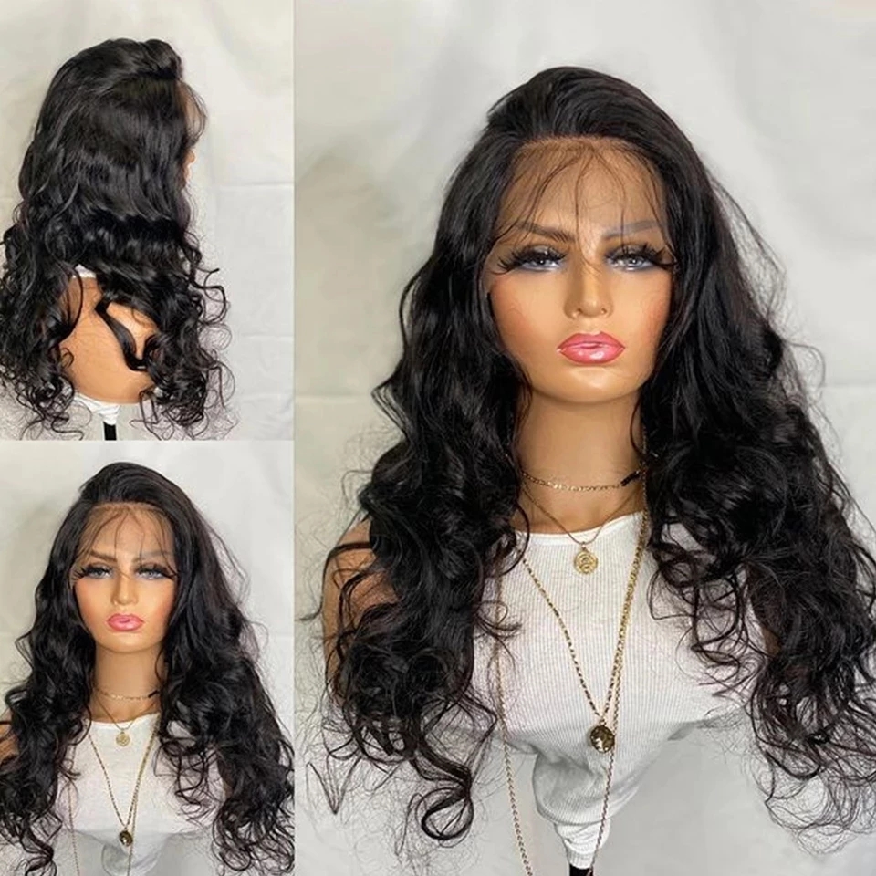 Natural Black Long Body Wave Glueless Lace Front Wigs For Women Synthetic Hair Wig Pre Plucked Daily Wear T Part, 1b color headband wig
Natural Black Long Body Wave Glueless Lace Front Wigs For Women Synthetic Hair Wig Pre Plucked Daily Wear T Part, 1b color headband wig