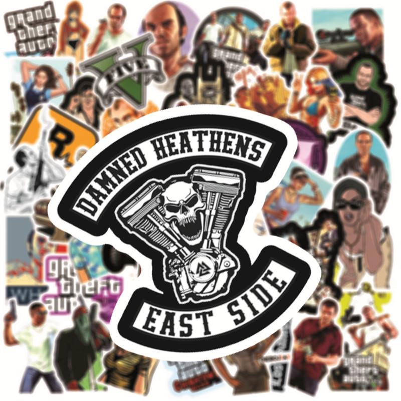 50Pcs Game Grand Theft Auto sticker GTA stickers Graffiti Kids Toy Skateboard car Motorcycle Bicycle Sticker Decals Wholesale