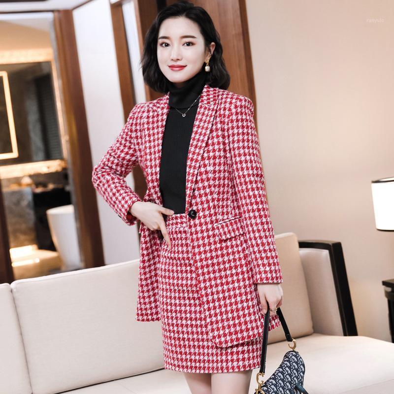 Two Piece Dress Big Houndstooth Suit Female Autumn Green Color Plaid Fashion Western Style Skirt Temperament Work Clothes, Black
Two Piece Dress Big Houndstooth Suit Female Autumn Green Color Plaid Fashion Western Style Skirt Temperament Work Clothes, Black