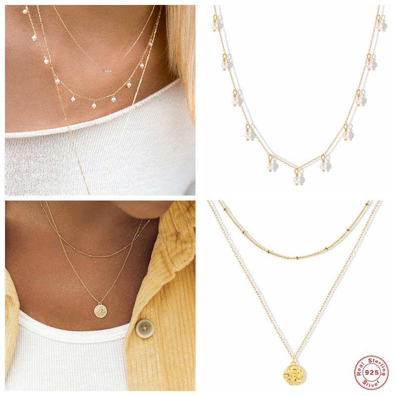 Other Aide 925 Sterling Silver Pearl Beads Charm Necklace For Women 18K Gold Chain Choker Double Layer Sea Wave Disc Pendant NecklaceOther
Other Aide 925 Sterling Silver Pearl Beads Charm Necklace For Women 18K Gold Chain Choker Double Layer Sea Wave Disc Pendant NecklaceOther