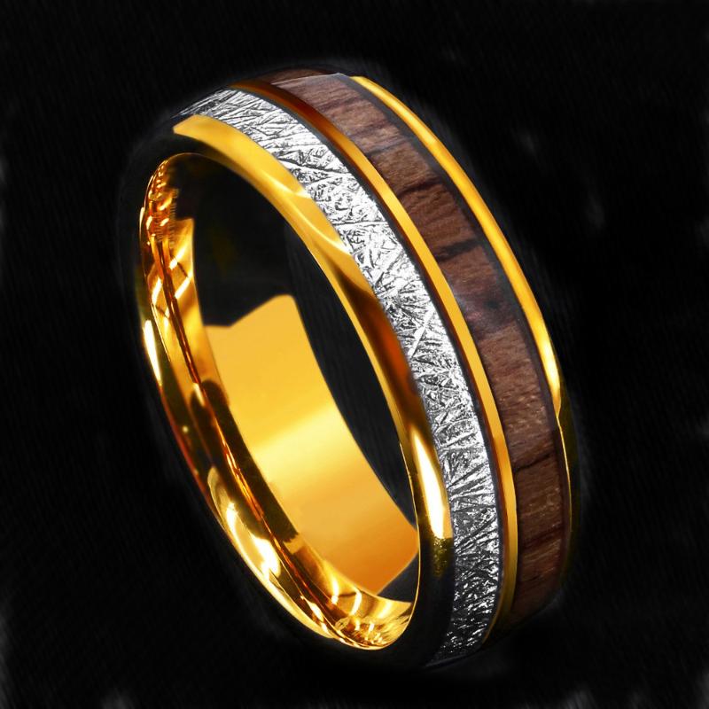 Wedding Rings Men Gold Dome Tungsten Carbide Ring Inlay Silver Color Meteorite Koa Wood Jewelry For Personalized JewelryWedding
Wedding Rings Men Gold Dome Tungsten Carbide Ring Inlay Silver Color Meteorite Koa Wood Jewelry For Personalized JewelryWedding