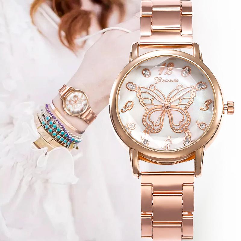 Wristwatches Vrouwen Butterfly Rose Gold Rvs Quartz Horloge Lage Prijs Luxe Trend Manchet Ronde Armband Meisje Gift
Wristwatches Vrouwen Butterfly Rose Gold Rvs Quartz Horloge Lage Prijs Luxe Trend Manchet Ronde Armband Meisje Gift