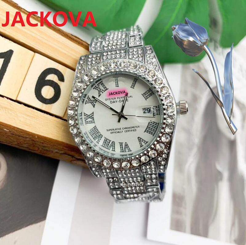 Top sale mens women roman watches iced out quartz movement all diamonds watch casual dress wristwatch lifestyle waterproof clock for lover analog montre de luxe, As pic
Top sale mens women roman watches iced out quartz movement all diamonds watch casual dress wristwatch lifestyle waterproof clock for lover analog montre de luxe, As pic