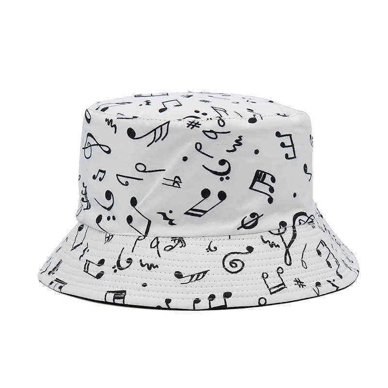Stingy Brim Hats Fashion White Music Note Bucket Sun Caps Hip Hop Man Womens Visser 220330
Stingy Brim Hats Fashion White Music Note Bucket Sun Caps Hip Hop Man Womens Visser 220330