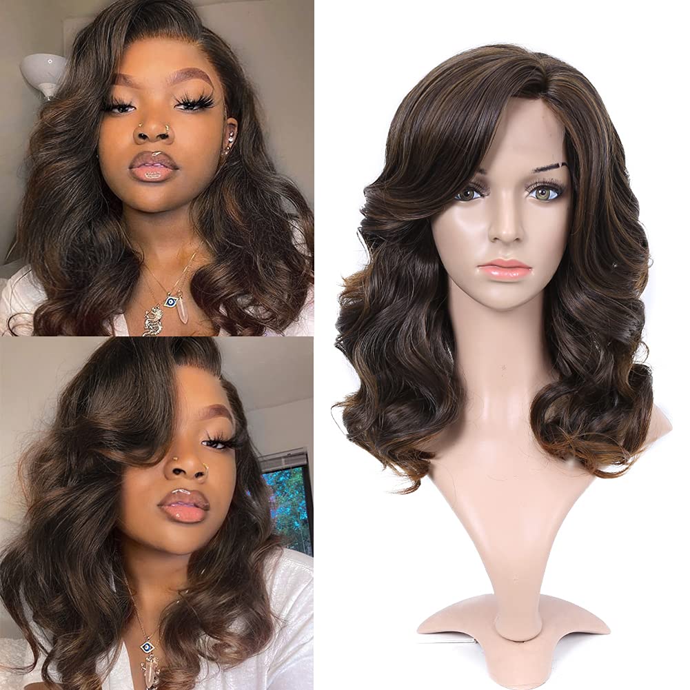 Lady's Loose Wave Lace Part Wig Pure Color Nature Curly Synthetic Heat Resistant Weave Full Wigs for Women