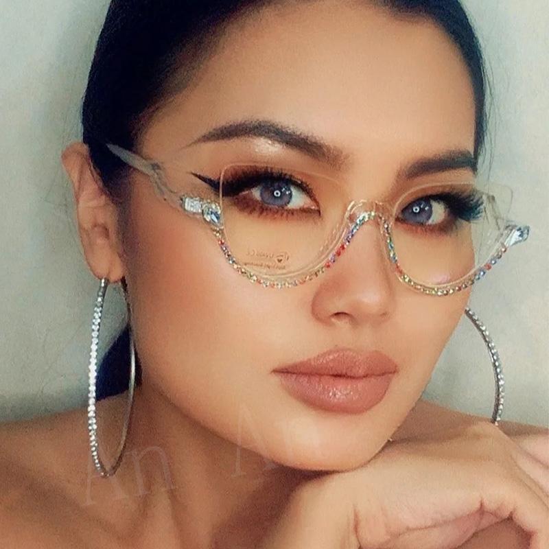Sunglasses Half-frame Luxury Diamond-studded Anti Blue Light Glasses Frame Female Optical Fashion Computer Eyeglasses 80037Sunglasses
Sunglasses Half-frame Luxury Diamond-studded Anti Blue Light Glasses Frame Female Optical Fashion Computer Eyeglasses 80037Sunglasses