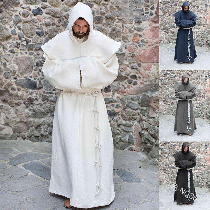 Medieval Monk Come Men Vintage Renaissance Monk Cosplay Cloak Robe Friar Priest Come Halloween Comes for men Dress L220714, White
Medieval Monk Come Men Vintage Renaissance Monk Cosplay Cloak Robe Friar Priest Come Halloween Comes for men Dress L220714, White