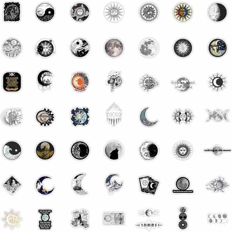 50Pcs/Lot Retro Greek mythology Triple Moon Goddess Stickers Sun Moon Graffiti Sticker for DIY Luggage Laptop Skateboard Motorcycle Bicycle Decals