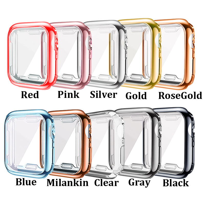 360 Full Protection Soft TPU Cases Front Screen Protector Electroplated Plating Protective Cover For Apple Watch iWatch series 7 6 5 4 3 2 41mm 45mm 4