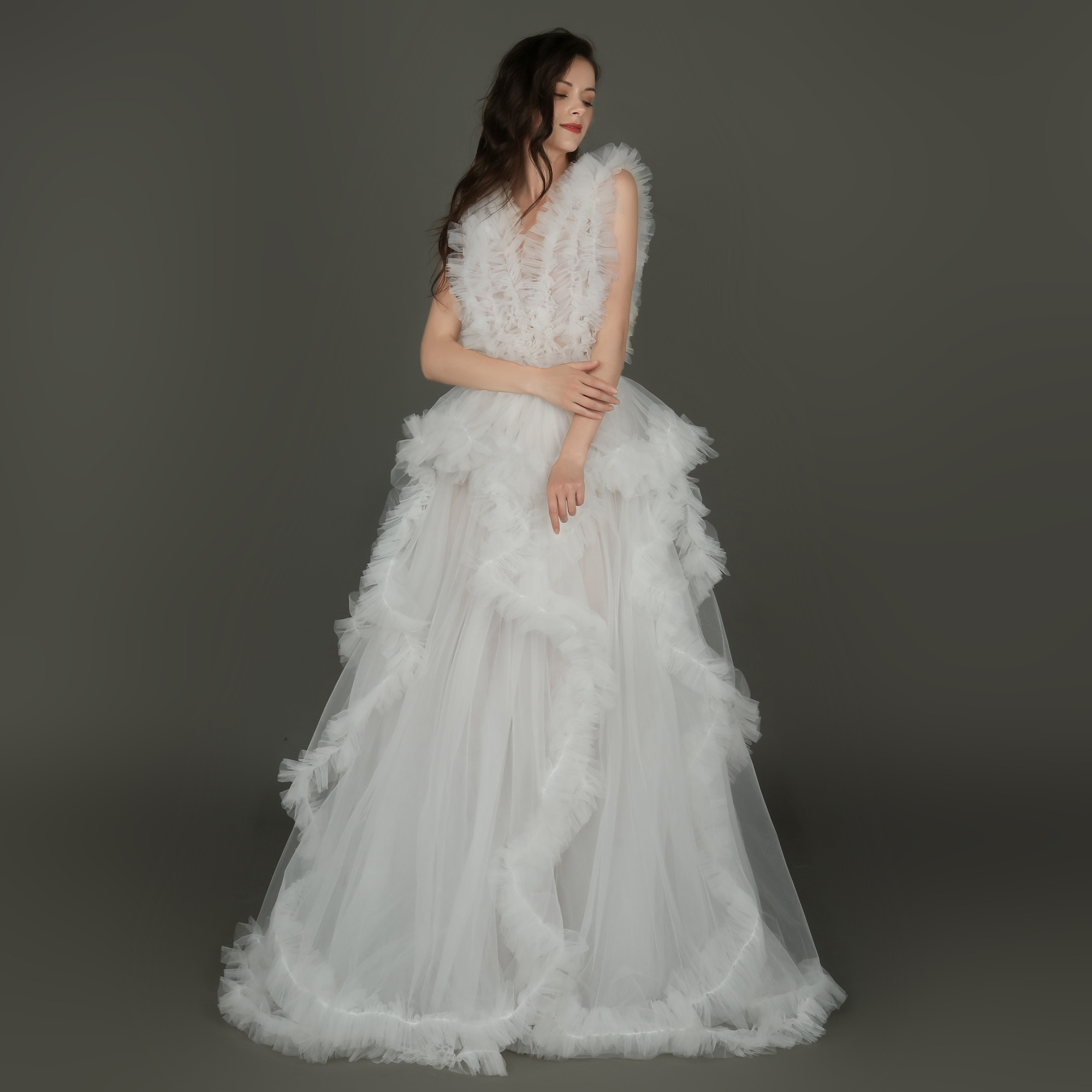 Sleepwear Real Images Photo Dresses for Pregnant Women Ruffles Bride Robes Elegant Tiered V Neck Custom Made Baby Shower Photo Shoot Gowns