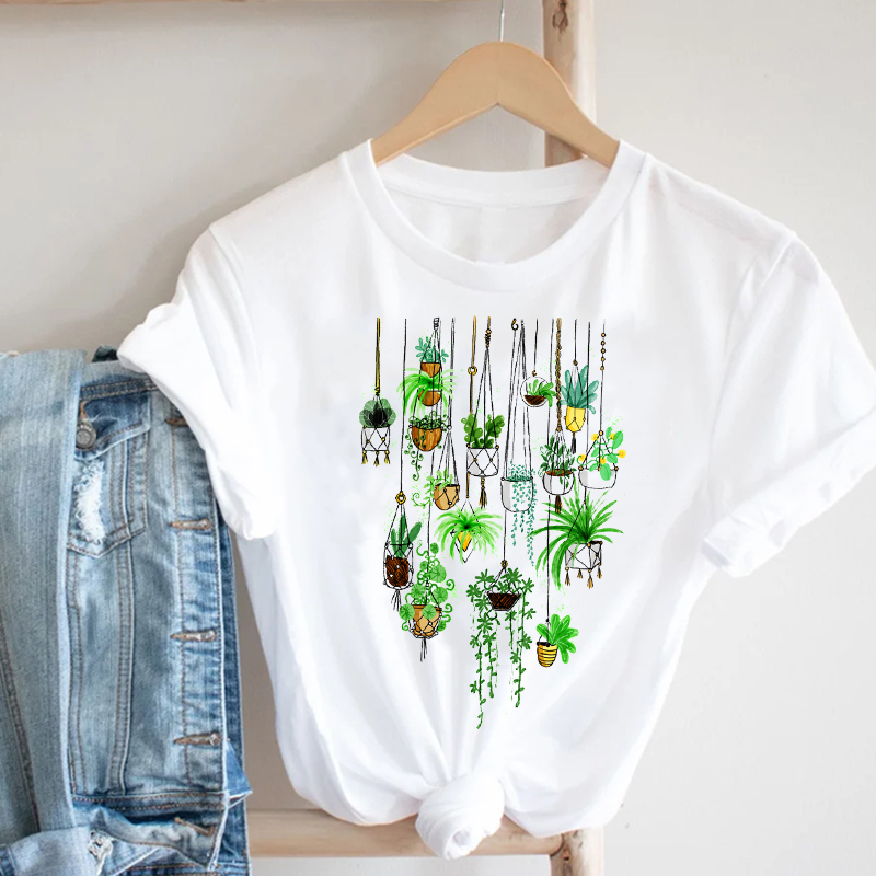 Women Printing Cartoon Plant Spring Summer 90s Mujer Camisetas Girl Fashion Clothes Print Tee Top Tshirt Female Graphic 220527
