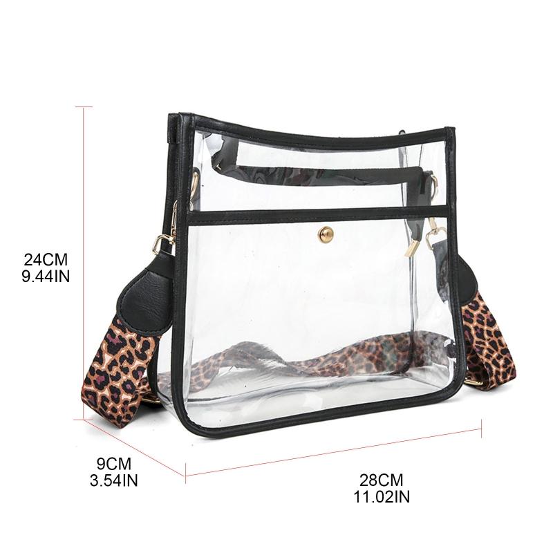 Evening Bags 63HC Adjustable Clear Bag Messenger Leopard Guitar Strap Transparent Handbag Crossbody For Stadium Shopping