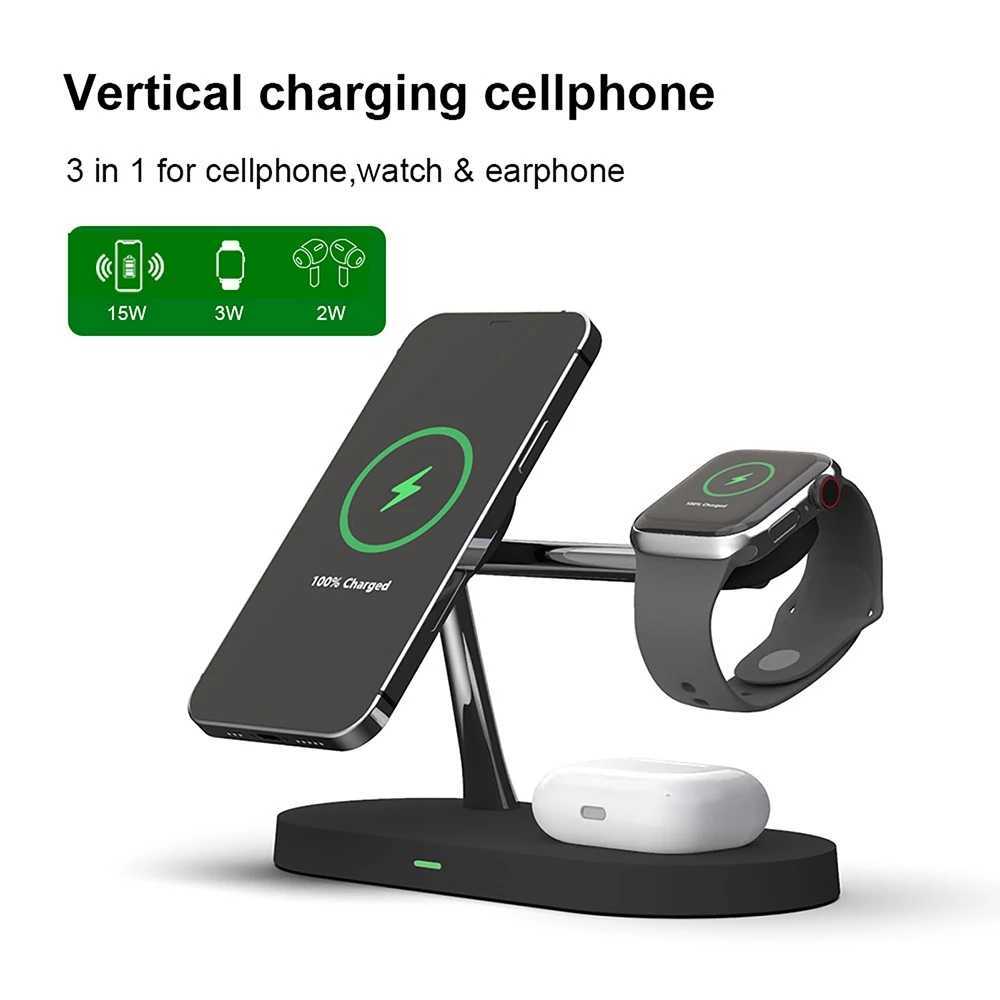 15W Fast Charging Stand 5 In 1 Magnetic Wireless Charger Station For IPhone 12 Pro Max Airpods Apple Watch 6 SE 4 3 2 Magnet Charg