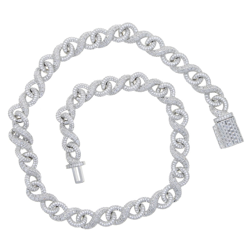 New Arrived High Qulaity Infinity Symbol Necklace Bling 5A Cubic Zirconia CZ Punk Jewelry with Flip Button 8 Heavy Cuban Chain hip hop jewelry