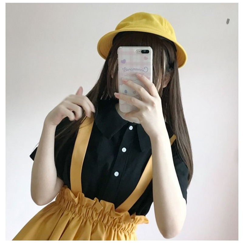 Spring Autumn Women Skirt Casual Sweet A-line Long s Solid Simplicity Strap Female Japan Style 220317