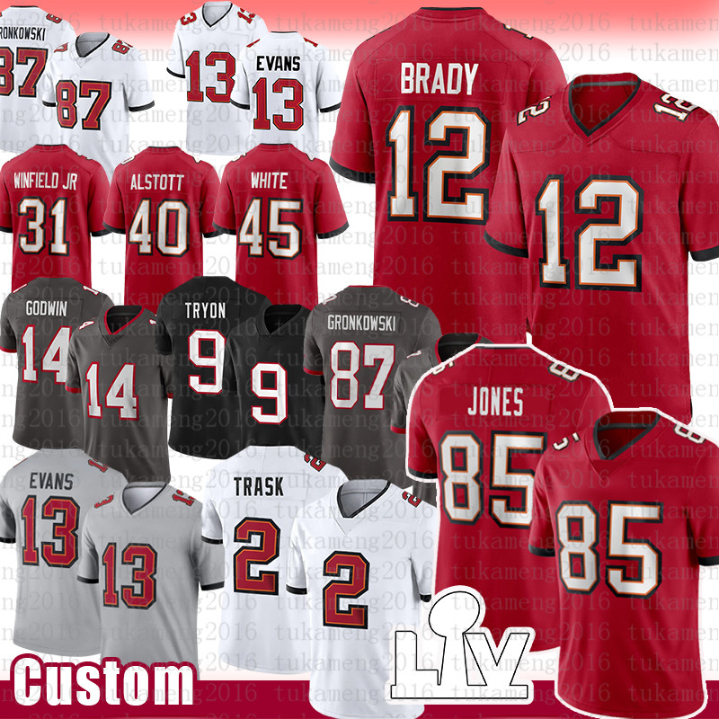 Mike Evans Tom Brady Football Jersey Antoine Winfield Jr. Julio Jones Devin White Chris Godwin Kyle Trask Lavonte David Vita Vea Buccaneeres Carlton Davis III Barrett, Youth size s-xl(haid)