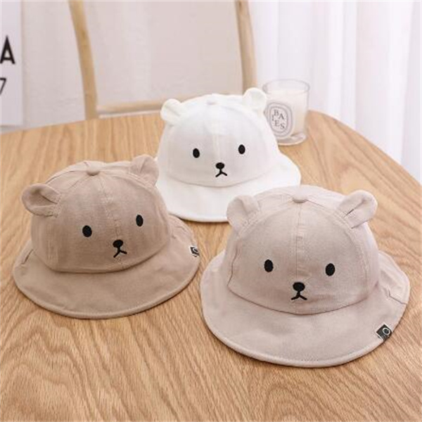 Baby Bucket Hat Cute Bear Ear Newborn Panama Solid Color Outdoor Beach Kids Baby Boy Girl Sun Hats GC1244