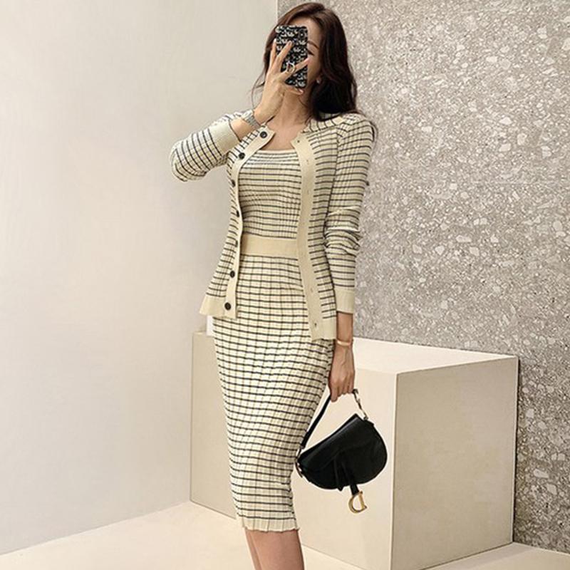 Two Piece Dress Han Queen Korean Knitting 3 Pieces Set Women Knitted Sling Cardigan And Pencil Skirts Casual Simple Office Lady Skirt SuitTw, Photo
Two Piece Dress Han Queen Korean Knitting 3 Pieces Set Women Knitted Sling Cardigan And Pencil Skirts Casual Simple Office Lady Skirt SuitTw, Photo