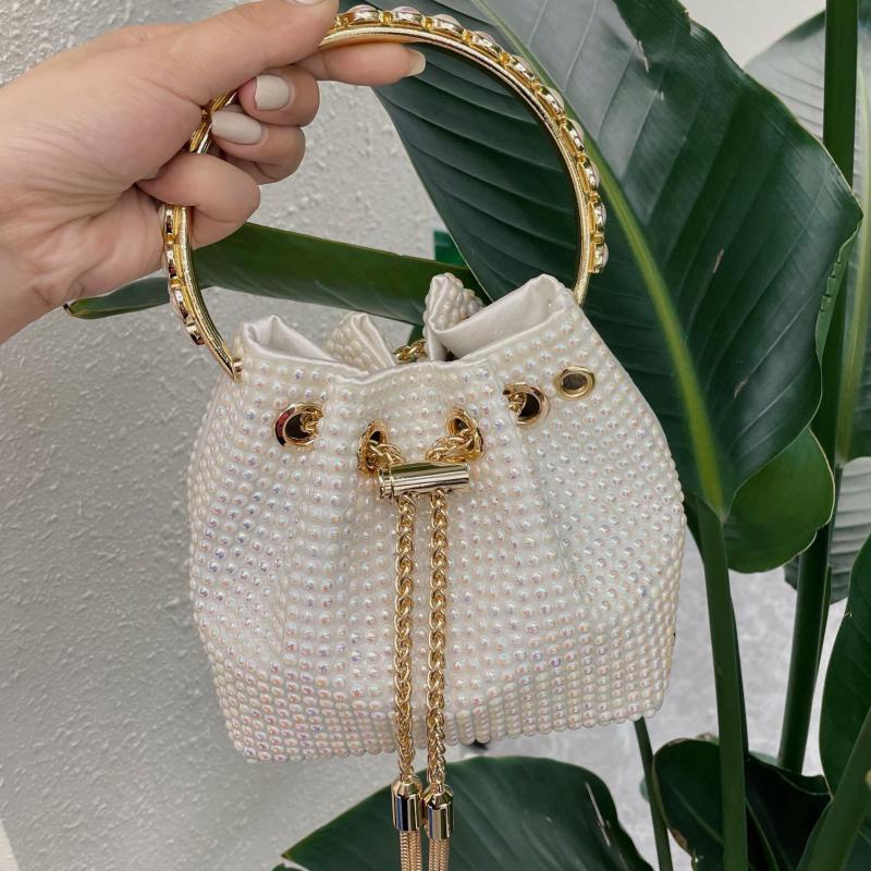 Evening Bags Shiny Dia-encrusted Rhinestones Messenger Water Ladies Bucket Bag Full Of Dias Shoulder Bright Dia HandbagEvening
