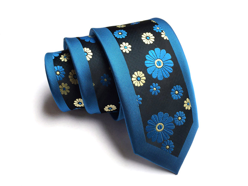 Silk Slim Men Ties Fashion 6cm Skinny Stripe Dot Floral Neck tie for men Woven Formal wear business wedding party 02