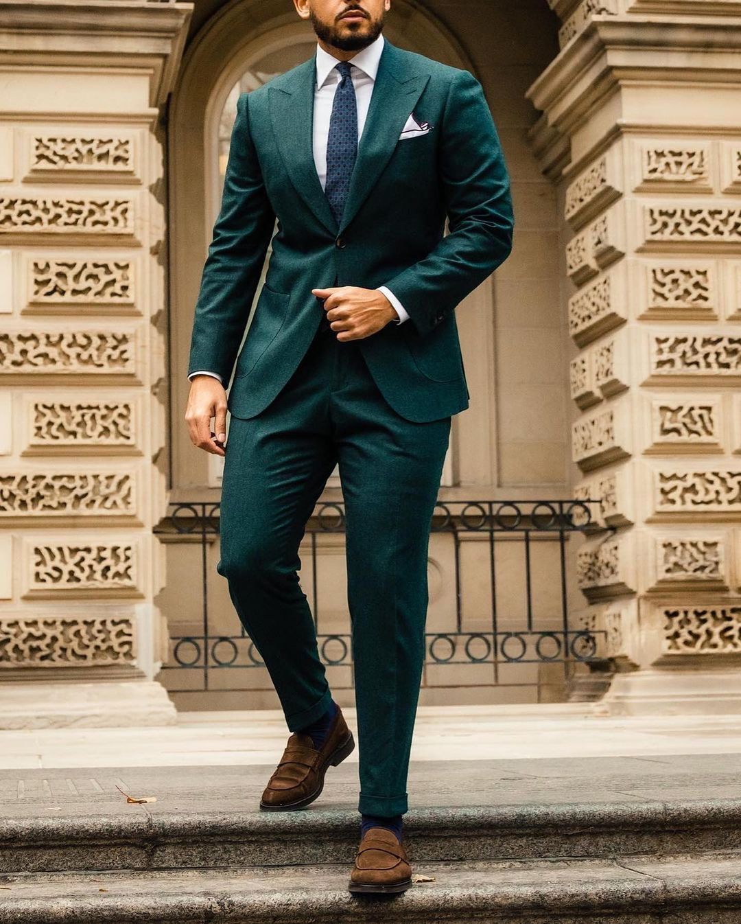 Business Suits Men Dark Green Tuxedos Two Button Groom Dinner Formal Evening Wedding Birthday Party Wear Blazer 2 Pieces