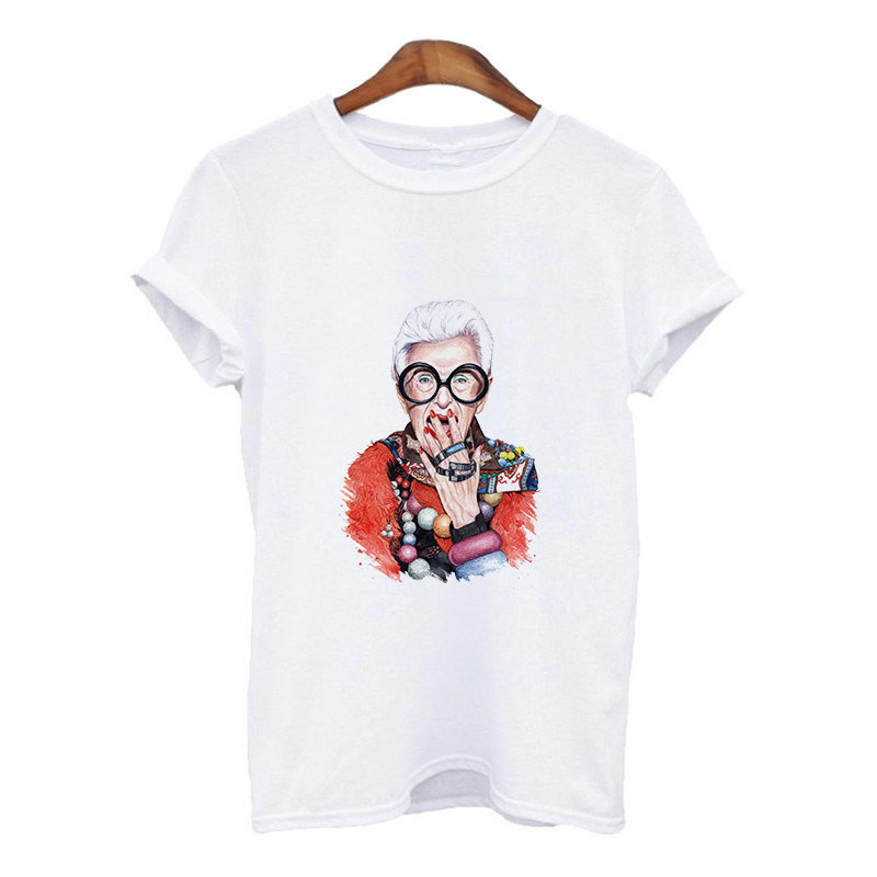 Harajuku Gothic Female Tshirt iris apfel illustration Print Short Sleeve Tops Tees 220628