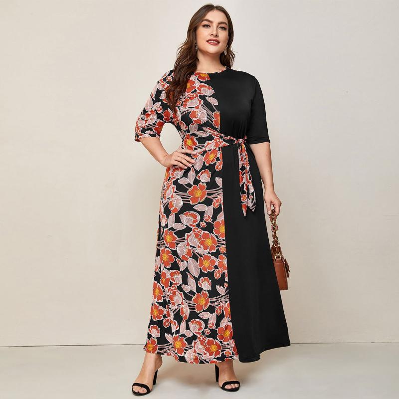 Plus Size Dresses 2022 Autumn Dress Women Three Quarter Sleeve Floral Print Patchwork Elegant Belted 4xl 5xl Clothing, Black
Plus Size Dresses 2022 Autumn Dress Women Three Quarter Sleeve Floral Print Patchwork Elegant Belted 4xl 5xl Clothing, Black
