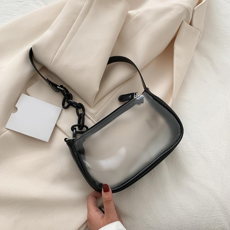 Evening Bags Fashion Women PVC Transparent Chain Shoulder Underarm Casual Ladies Zipper Small Purse Handbag, Black
Evening Bags Fashion Women PVC Transparent Chain Shoulder Underarm Casual Ladies Zipper Small Purse Handbag, Black