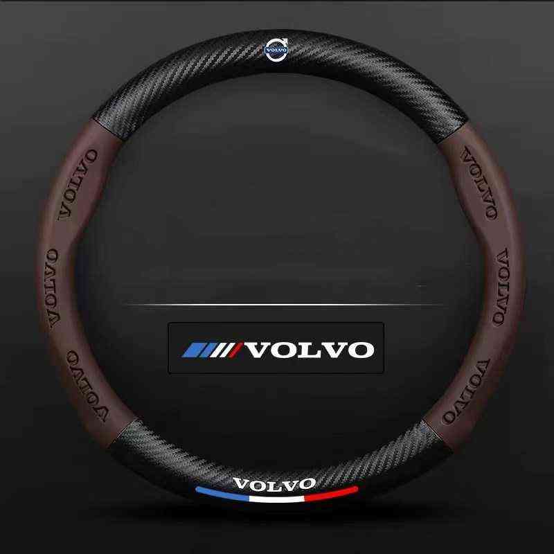 Car Carbon Fiber Steering Wheel Cover AntiSlip Suitable For Volvo V40 V60 V70 V80 V90 S40 S60 S80 s90 XC60 XC40 XC90 T4 T5 Awd J220808