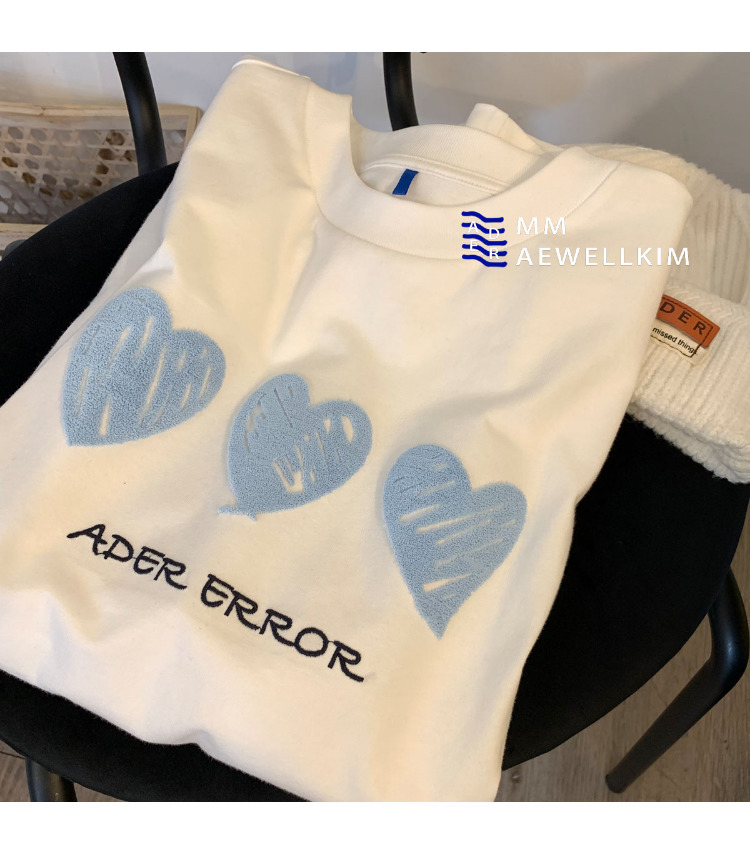ADER ERROR Graffiti Flocking Heart-Shaped Embroidery Tees Men Women T-shirt Ader Error Cotton Short sleeve T Shirt 220608