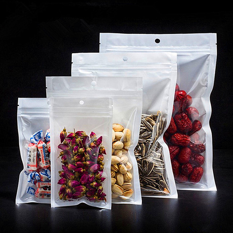100PCS White Pearl Zip Lock Hanging Packaging Bags Reclosable Office Supplies Phone Case Bracelets Bra Underwear E-cigarettes Christams Gifts Storage 