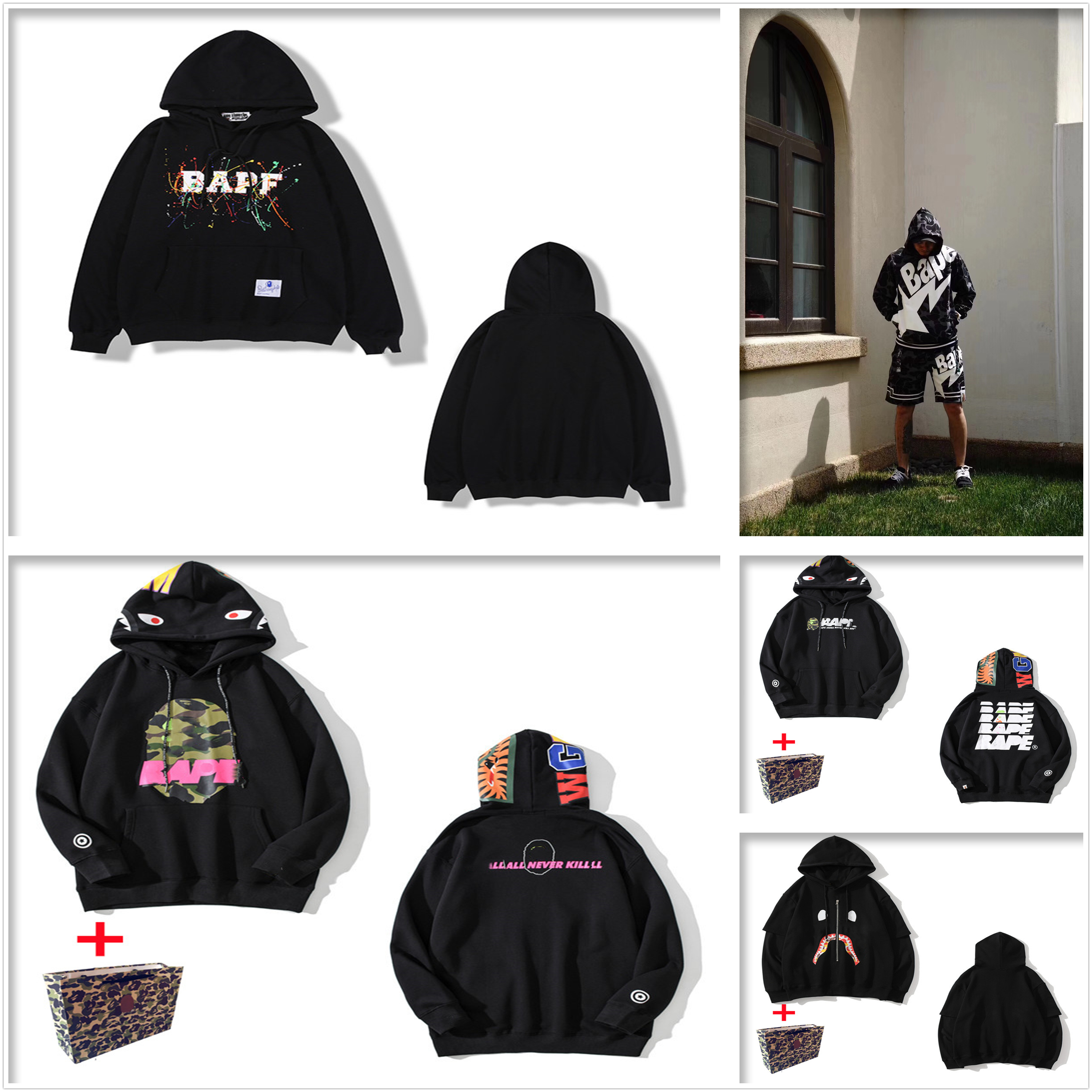 Ape men's hoodie women's jacket high quality shark sweatshirt luminous camouflage sweatshirt with handbag embroidery print style M-3XL E11, 1pcs buttons
Ape men's hoodie women's jacket high quality shark sweatshirt luminous camouflage sweatshirt with handbag embroidery print style M-3XL E11, 1pcs buttons