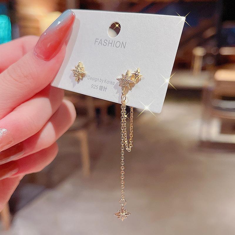Dangle & Chandelier Est Korean Asymmetric Chain Long Earrings For Lady S925 Silver Needle Micro Insert Zircon Asterism Gold Earring Boutique
Dangle & Chandelier Est Korean Asymmetric Chain Long Earrings For Lady S925 Silver Needle Micro Insert Zircon Asterism Gold Earring Boutique