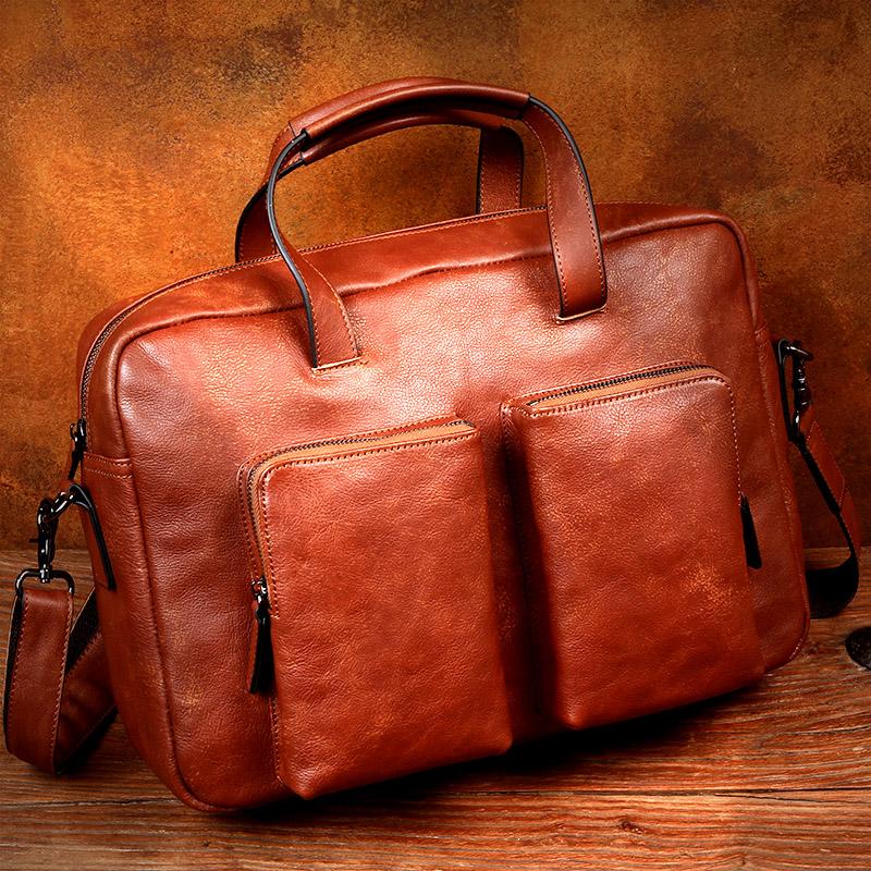 Briefcases Business Casual Leather Handbag Briefcase Men's Portable Laptop First Layer Cowhide Single-Shoulder Bag Retro Computer Bags
Briefcases Business Casual Leather Handbag Briefcase Men's Portable Laptop First Layer Cowhide Single-Shoulder Bag Retro Computer Bags