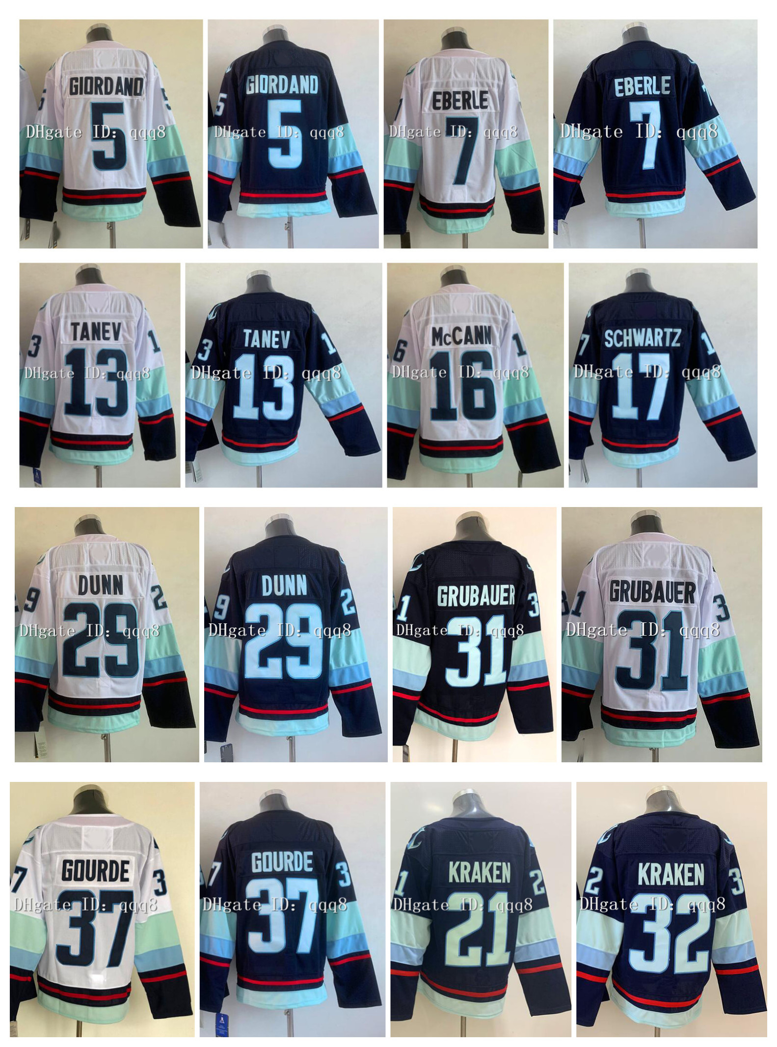 21 KRAKEN Hockey Jersey 13 Brandon Tanev 5 Mark Giordano 17 Jaden Schwartz 31 Philipp Grubauer 37 Yanni Gourde 7 Eberle 29 Vince Dunn 16 Jared McCann Blue White Jerseys, As pic
21 KRAKEN Hockey Jersey 13 Brandon Tanev 5 Mark Giordano 17 Jaden Schwartz 31 Philipp Grubauer 37 Yanni Gourde 7 Eberle 29 Vince Dunn 16 Jared McCann Blue White Jerseys, As pic