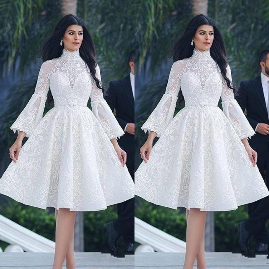 Arabic White Cocktail Dresses A-line 3/4 Sleeves Appliques Lace Knee Length Elegant Party High Neck Homecoming Dresses
Arabic White Cocktail Dresses A-line 3/4 Sleeves Appliques Lace Knee Length Elegant Party High Neck Homecoming Dresses