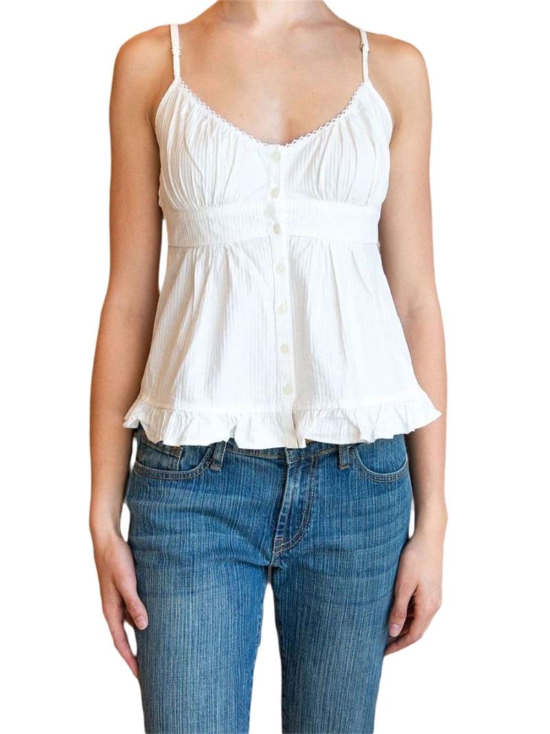 Women' Tanks & Camis Women Sexy V Neck Cami Tops Spaghetti Strap Sleeveless Backless Ruffle Buttons Bodycon Slim Summer Tunic Shirt Streetw
Women' Tanks & Camis Women Sexy V Neck Cami Tops Spaghetti Strap Sleeveless Backless Ruffle Buttons Bodycon Slim Summer Tunic Shirt Streetw