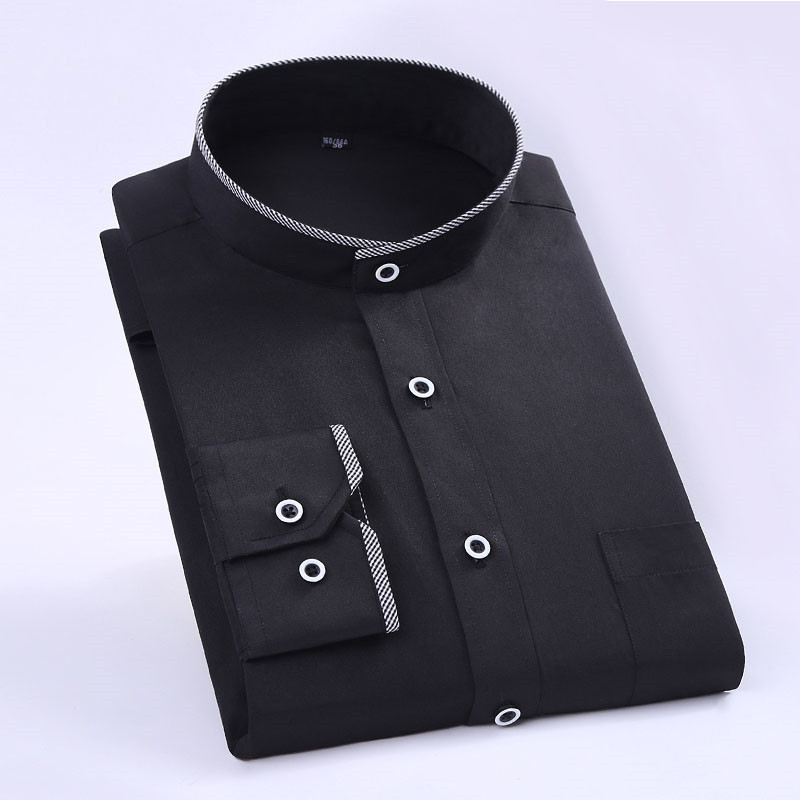 Fashion Stand Collar Long Sleeve Slim Fit soft comfortable men dress shirts party wedding male tuxedo 220322
